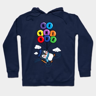 Be Unique Cute Kawaii Penguin Flying With Balloons Hoodie